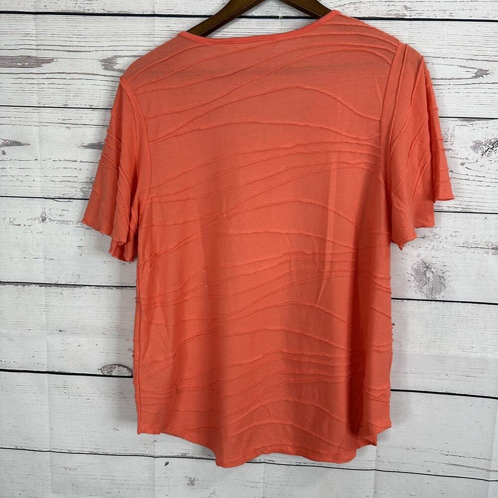 Soft Surroundings Tee Shirt Top Womens Large Orange Salmon Textured - Picture 6 of 12